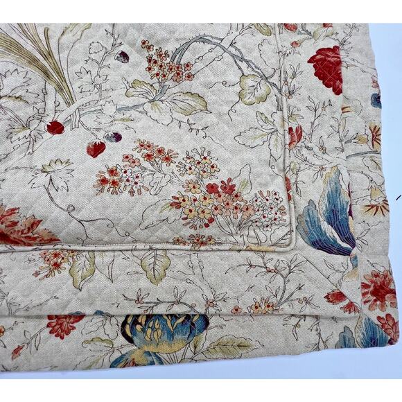 Peacock Alley Floral Tan Shams Cotton Rayon Quilted Set of 2 - Picture 1 of 7